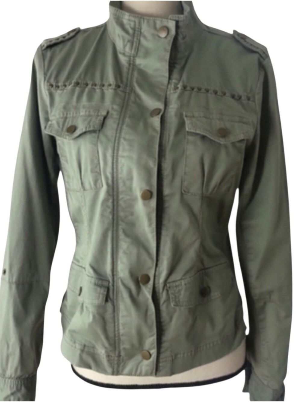 Style & Co Olive Green Utility Jacket Petite Medium - Picture 3 of 9